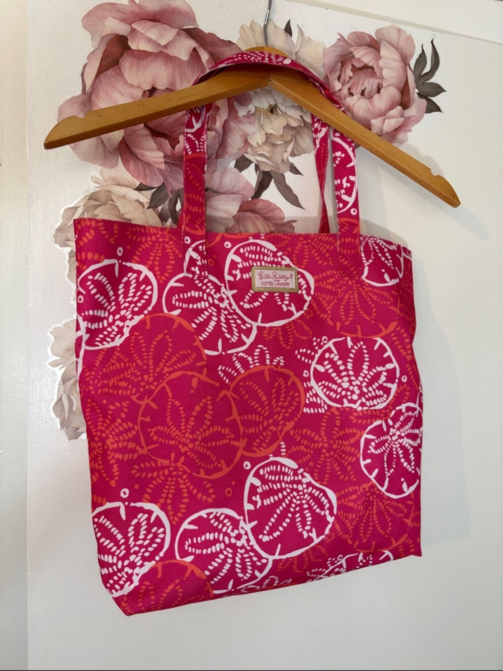 Lilly Pulitzer Hot Pink & White Floral Tote
